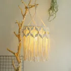 Абажур Плетеный вручную, лампа для гостиной в богемном стиле, декоративный гобелен для спальни, ванной комнаты, макраме