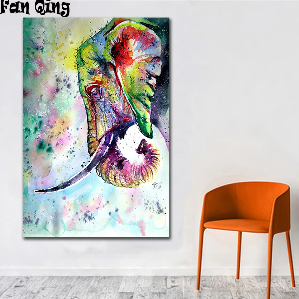 Алмазная вышивка красочный художественный Рисунок слон 5D алмазная живопись