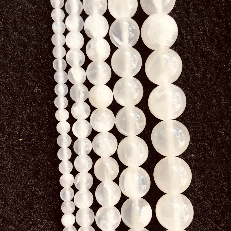 PANGEM-подлинные бусины из селенита стандартные камня 4 мм 6 8 10 12 круглые россыпью 15 5