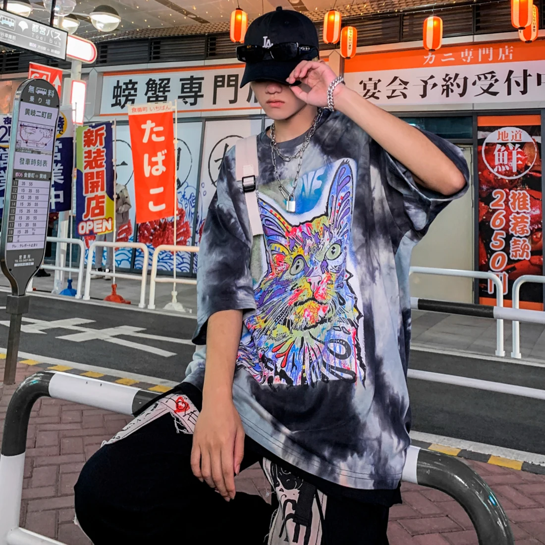 

ATSUNNY Ins European And American Trends Short Sleeve HipHop Streetwear Casual Man Summer Fashion Hong Kong Style T-Shirt Tops