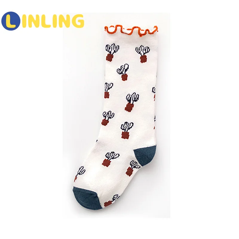 

LINLING Winter Cotton Cute Lace Ruffled Soft Cotton Female Socks Kids Socks Cartoon Strawberry Sunflower Kids Sweet Socks P477