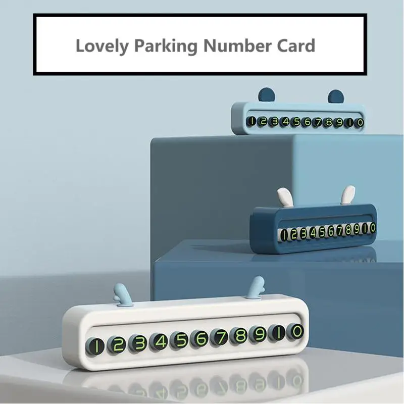 2021 Car Phone Number Card Lovely Changeable Ears Auto Phone Number Card Plate Automobile Accessories 15mmX34mm