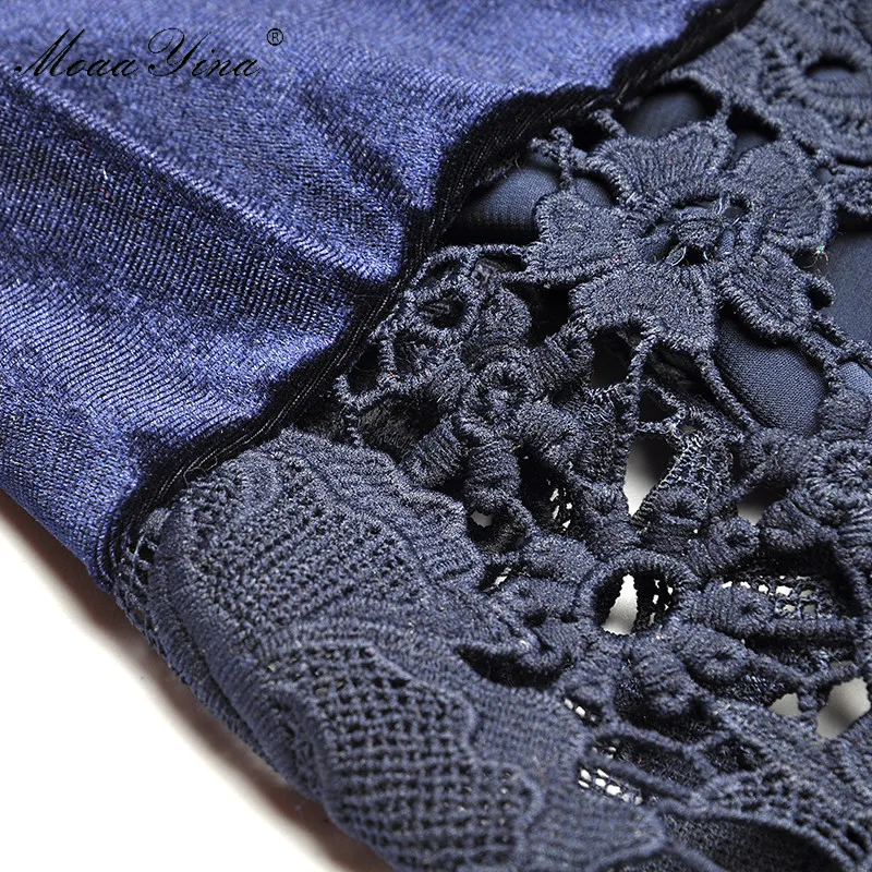 MoaaYina модное дизайнерское платье весна-осень женское стоячий воротник длинный