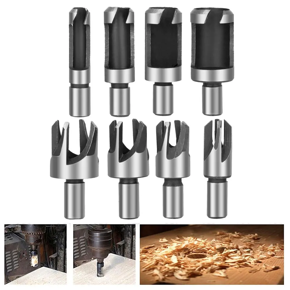 

8pcs/Set Wood Plug Cutting Tool Drill Bit High Carbon Steel Straight And Tapered Taper Wood Plug Drill Bit 5/8" 1/2" 3/8" 1/4