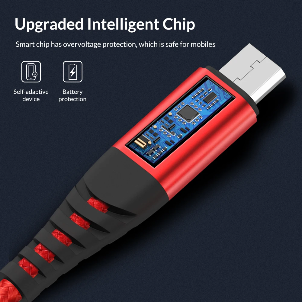 Кабель TOPK Micro USB для быстрой зарядки 2.4A телефонов Android нейлоновый 0.15 2 м|Кабели