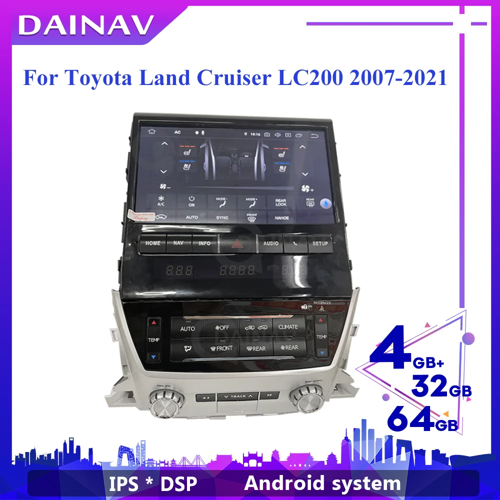 

Автомобильный радиоприемник 2DIN Android, GPS-навигатор, головное устройство для Toyota Land Cruiser LC200 GXR 2007-2015 2016-2021, автомобильный стереоприемник