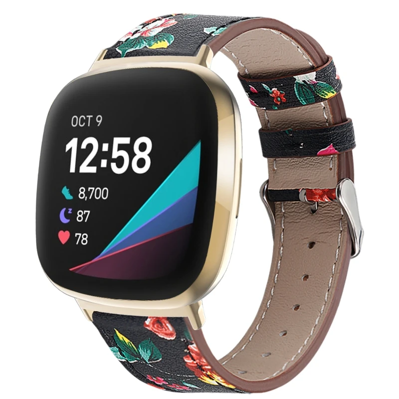 

Color PU Leather Wristband Strap Watch Band for -Fitbit Versa3/Sense Smart Watch 24BB