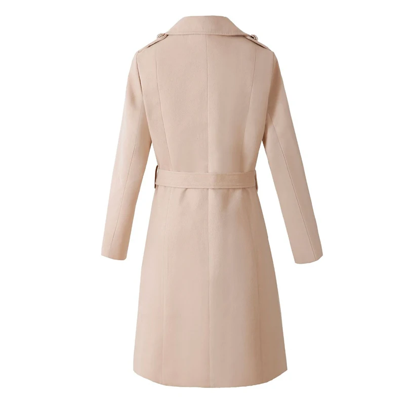 

Women Vintage Double Breasted White Trench Coat for Women Sashes Slim Long Trench Female Winter Office Solid Trench Dress