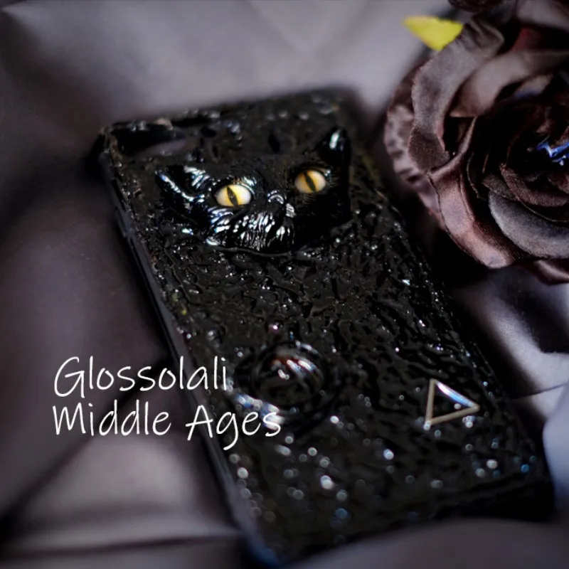 

Gothic Dark Phone Case Devil Black Cat Couple Models Designed By Hand Frosted Customized Phone Model Contact The Owner