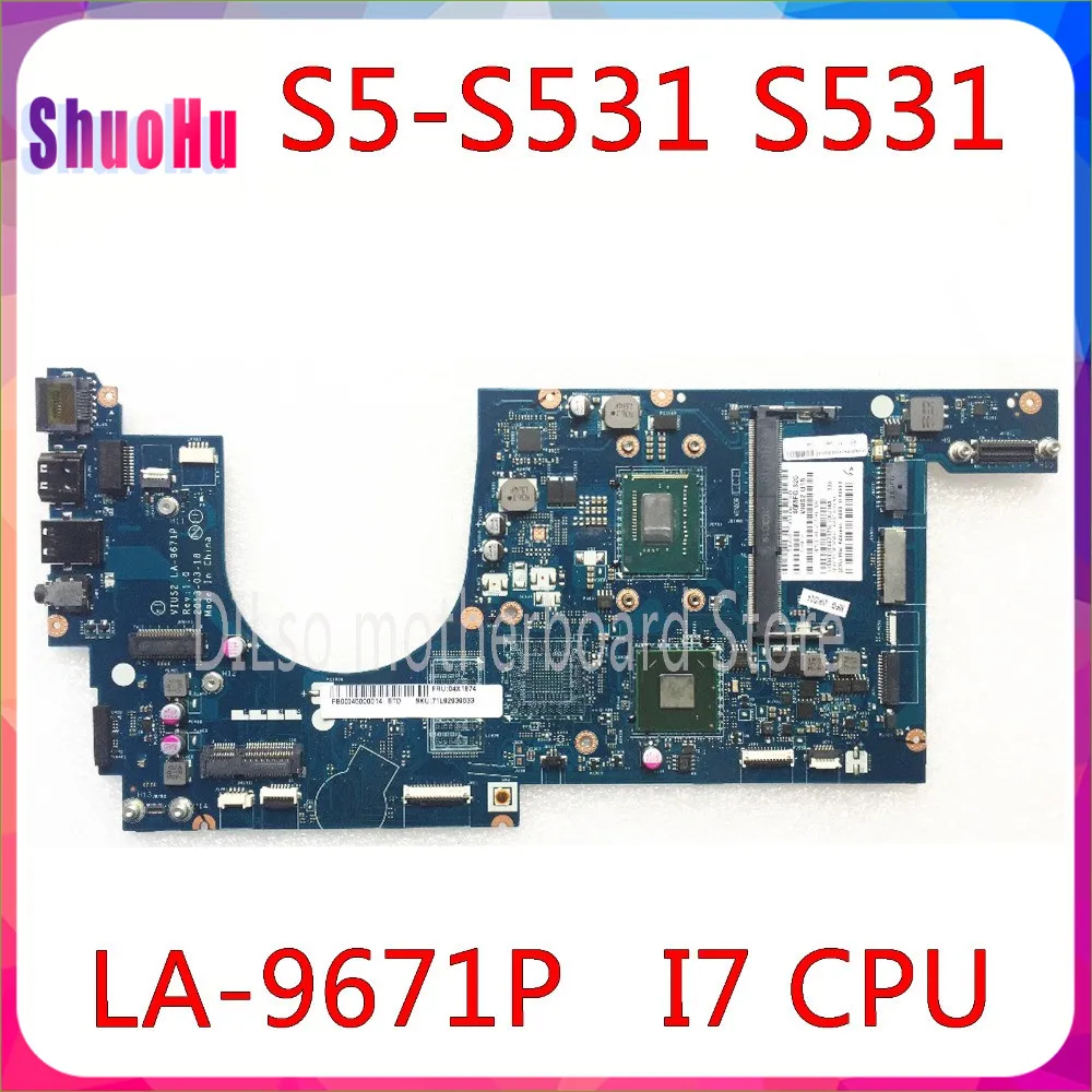 

KEFU S5-S531 For I7 CPU Motherboard For Lenovo THINKPAD S531 S5-S531 Mainboard DDR3 HM76 Intel LA-9671P Test Original 100% Work