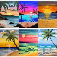 new 5d diy diamond painting full square round drill sunset diamond embroidery sea view cross stitch crafts home decor art gift