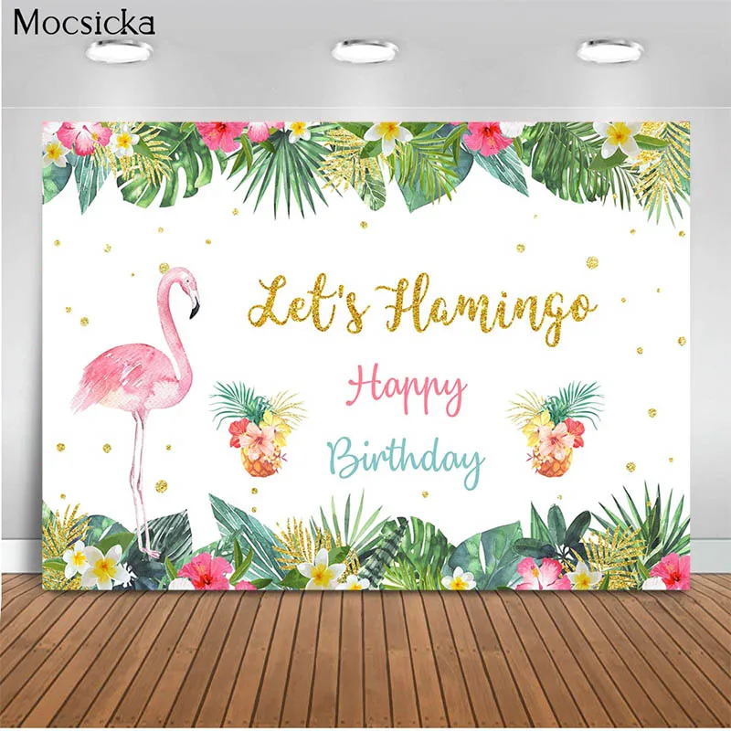 

Mocsicka Birthday Party Background Jungle Flamingo Decoration Style Baby Shower Photo Background Photography Banner