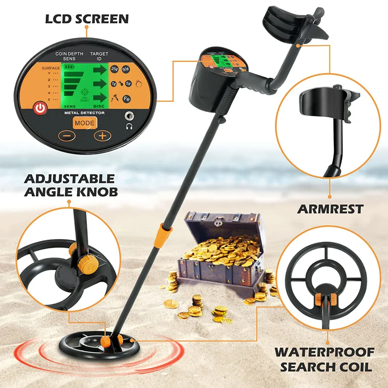 Водонепроницаемый ЖК детектор металла золотоискатель глубокий чувствительный