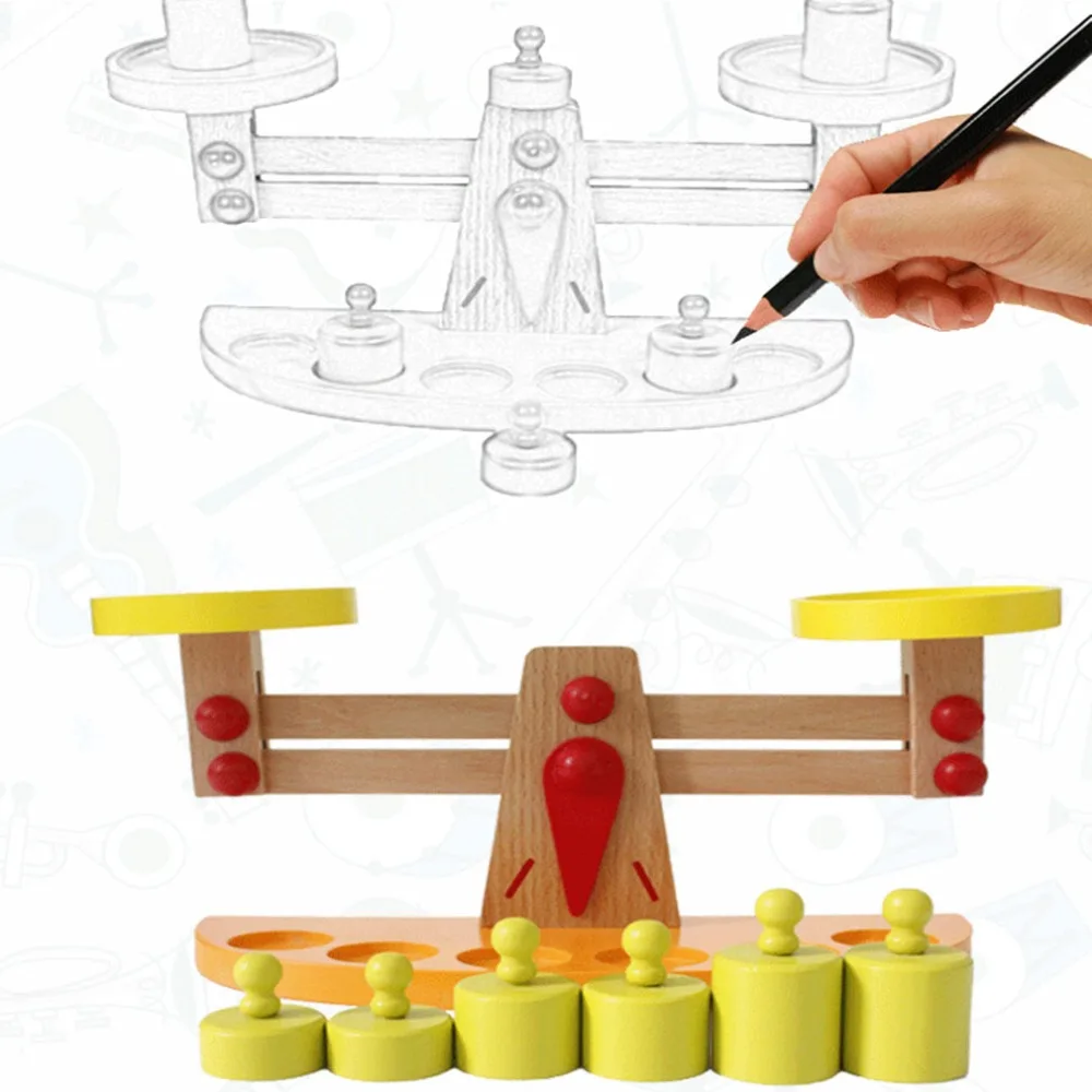 

Best Sale Colorful Montessori Teaching Wooden Toys Scales Baby Balance Game Apparently Wooden Children Learning & Education Toy