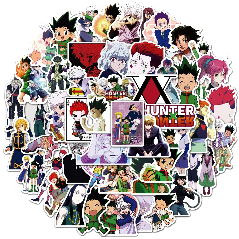 50 pcs waterproof hunter x hunter anime stickers skateboard diy guitar motorcycle laptop suitcase decal graffiti sticker kid toy free global shipping