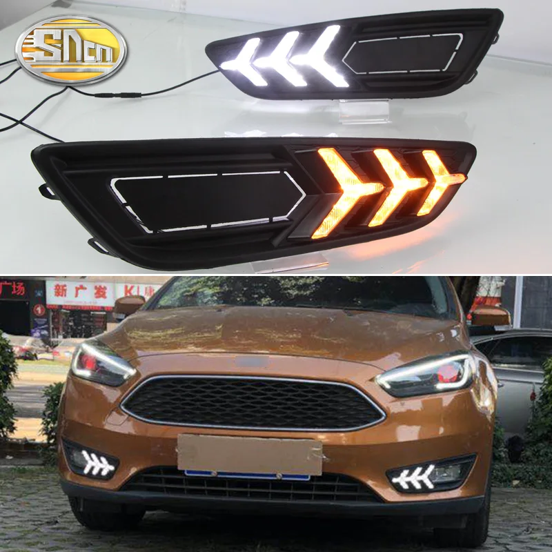 Для Ford Focus 3 MK3 2015 2016 2017 Габаритные огни противотуманной фары DRL с желтым лампа для