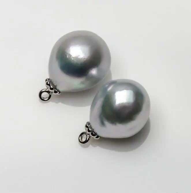 18 к белое золото 9-10 мм Akoya серебряные жемчужные серьги фурнитура Сделай Сам