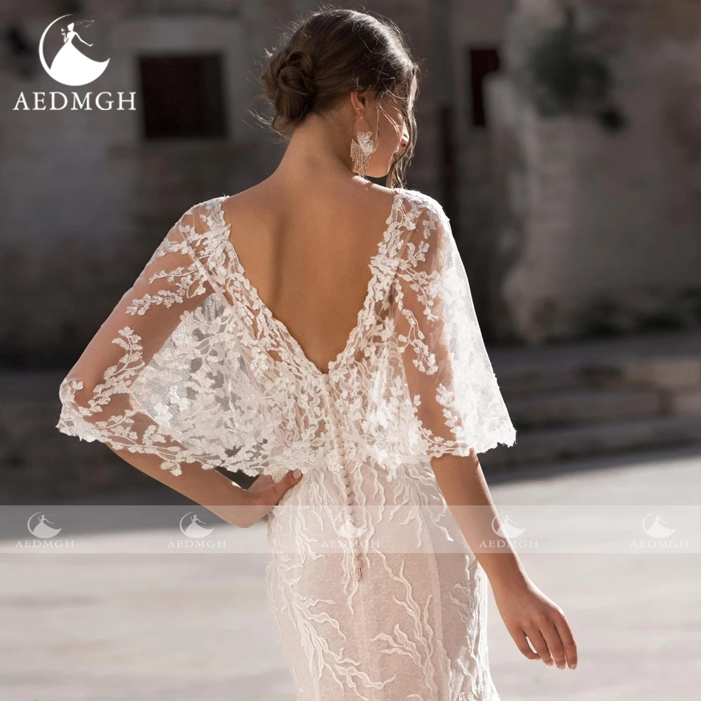 Aedmgh Русалка Винтажные свадебные платья Милая с рукавами «летучая мышь» Vestido De Novia Очаровательные аппликации-футляр Свадебное платье на заказ (art.: 3920cced2c8f4) - 3920cced2c8f4