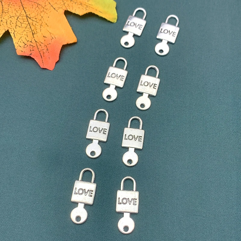 

10Pcs Metal Alloy Silver Color Love Lock Charms Couple Pendants Necklace Jewelry Making Accessories DIY Bracelet Earrings