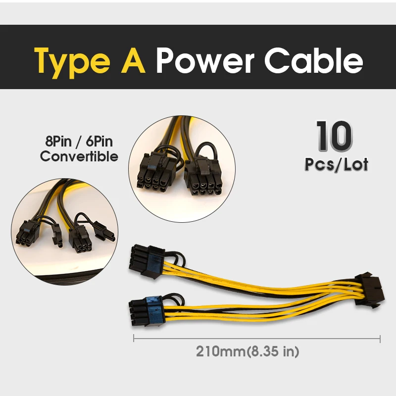 10 шт. 8 Pin PCI-e на (6 + 2) (Мама-папа) GPU Кабель питания 210 мм 260 для графической карты