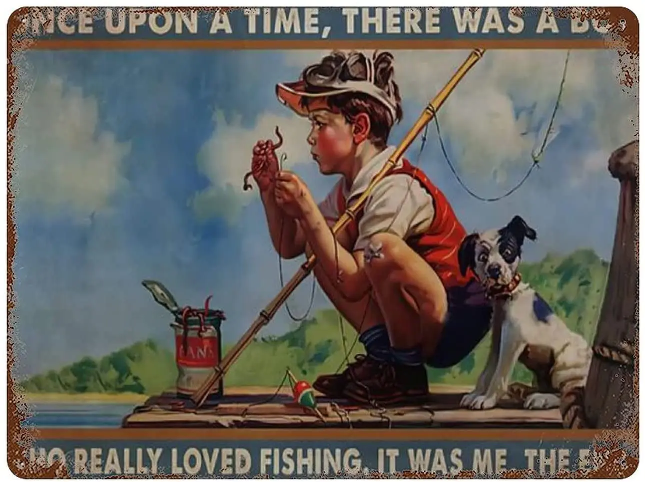 

Тарга в металле с скритой граманской однажды была мальчиком, который действительно любил рыбалку в ретро-стиле в металле