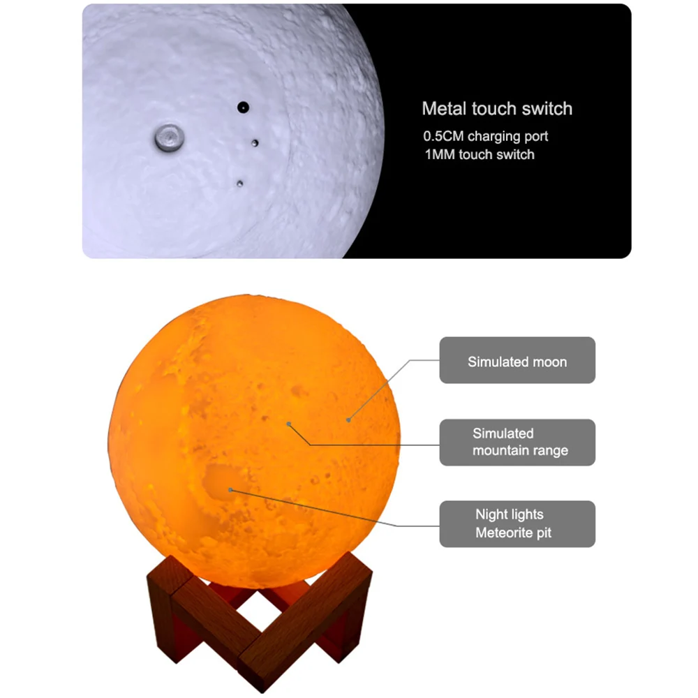880 мл ультразвуковой увлажнитель воздуха диффузор эфирного масла 3D Луна лампа