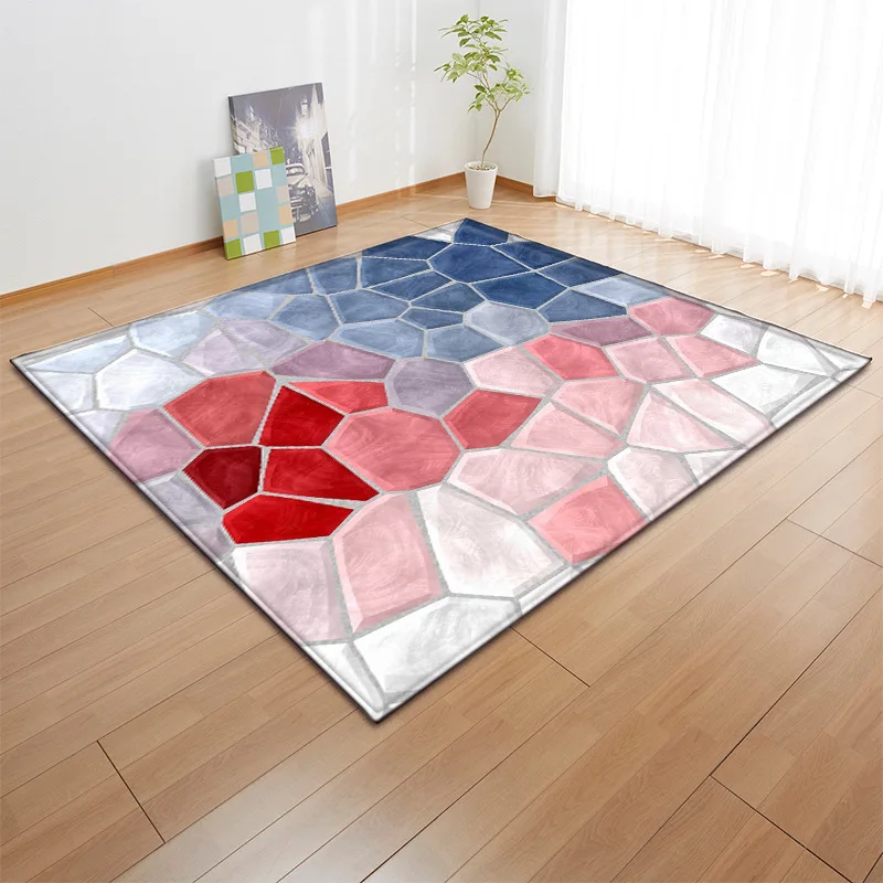 

Creative 3D Printed Area Rugs Colorful Stone Geometric Living Room Bedroom Carpets Hallway Bathroom Kitchen Non-Slip Floor Mat