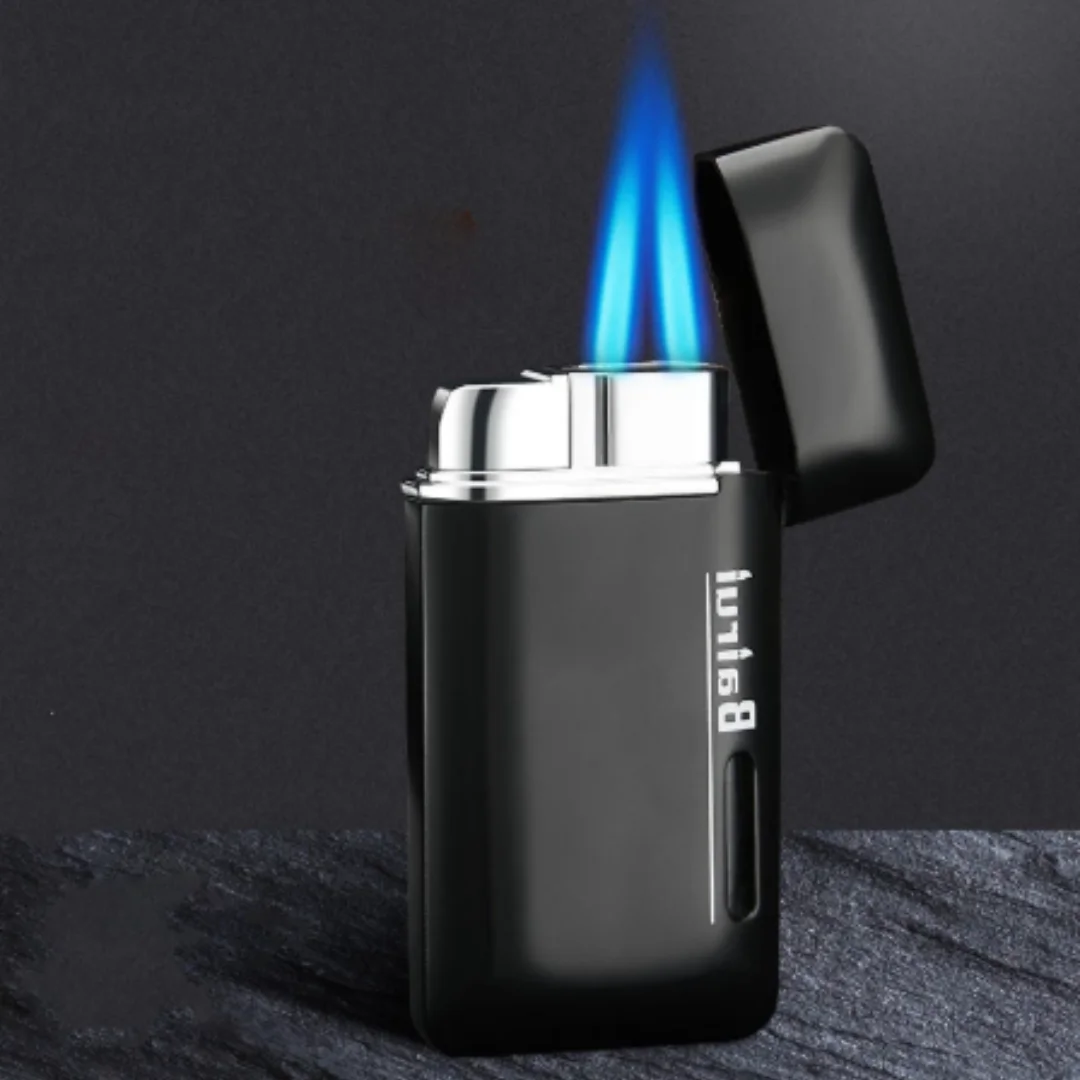 

Unusual Butane Gas Torch Lighters Two Torch /Turbo Lighter Refillable Metal Jet Gadgets for Men Smoking Accessories