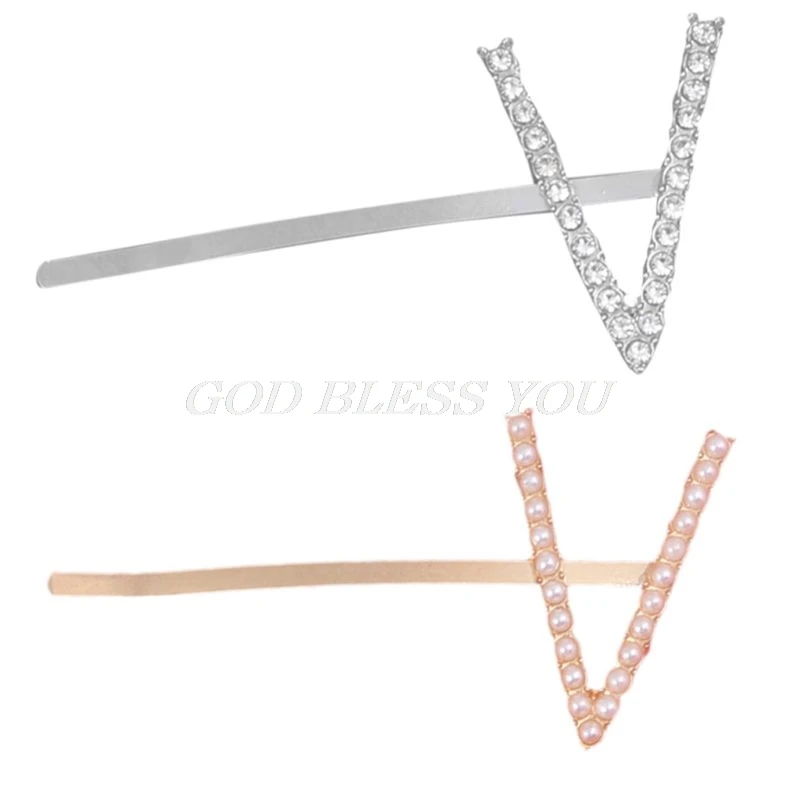 A Женские металлические буквы Bobby Pins Kpop имя членов имитация жемчужины, горный хрусталь для волос зажим для поддержки болельщиков декоративные заколки - Цвет: A