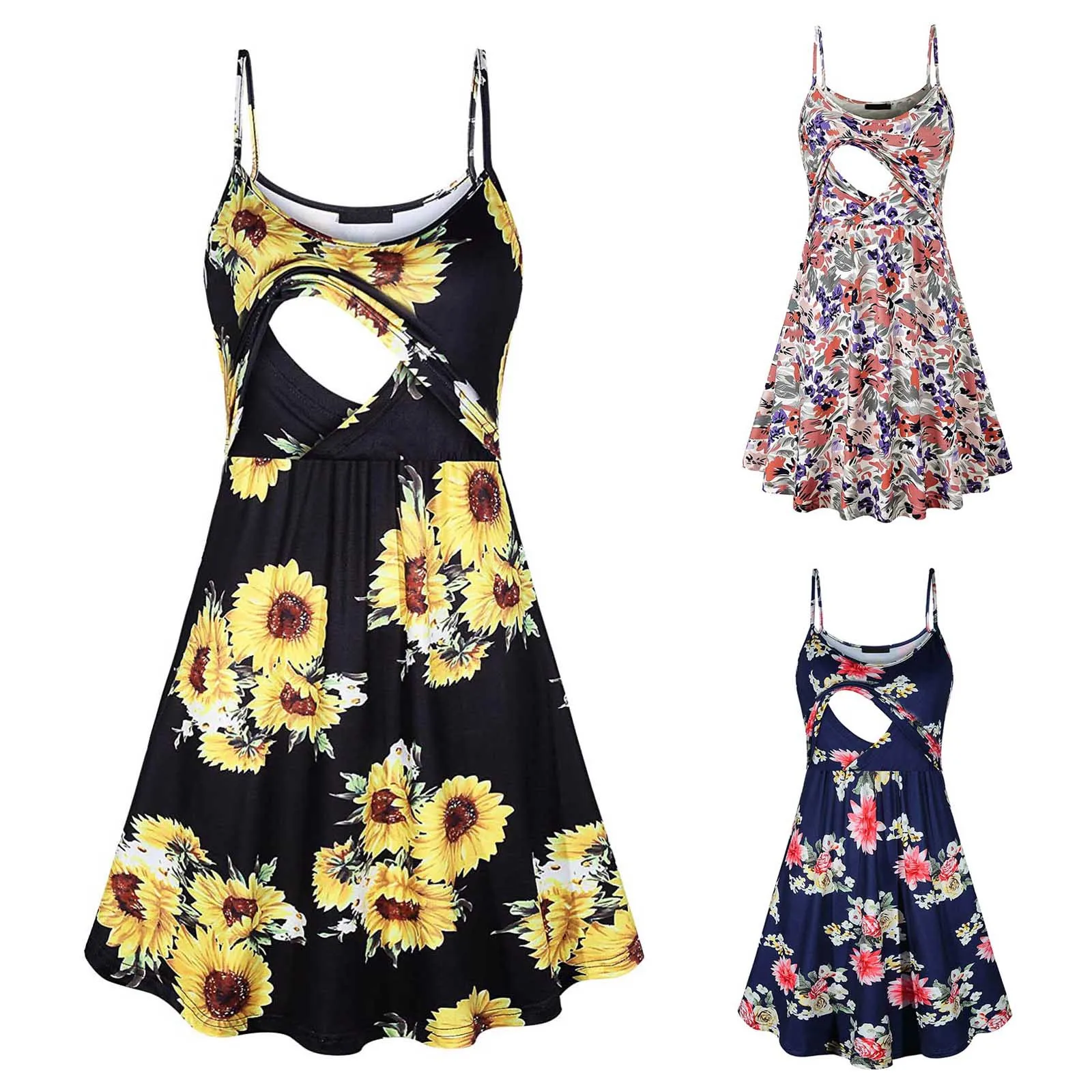 

Premaman dress Fashion Print Sling Breast-Feeding Pregnant Woman Maternity Nursing Dress vestido embarazada verano