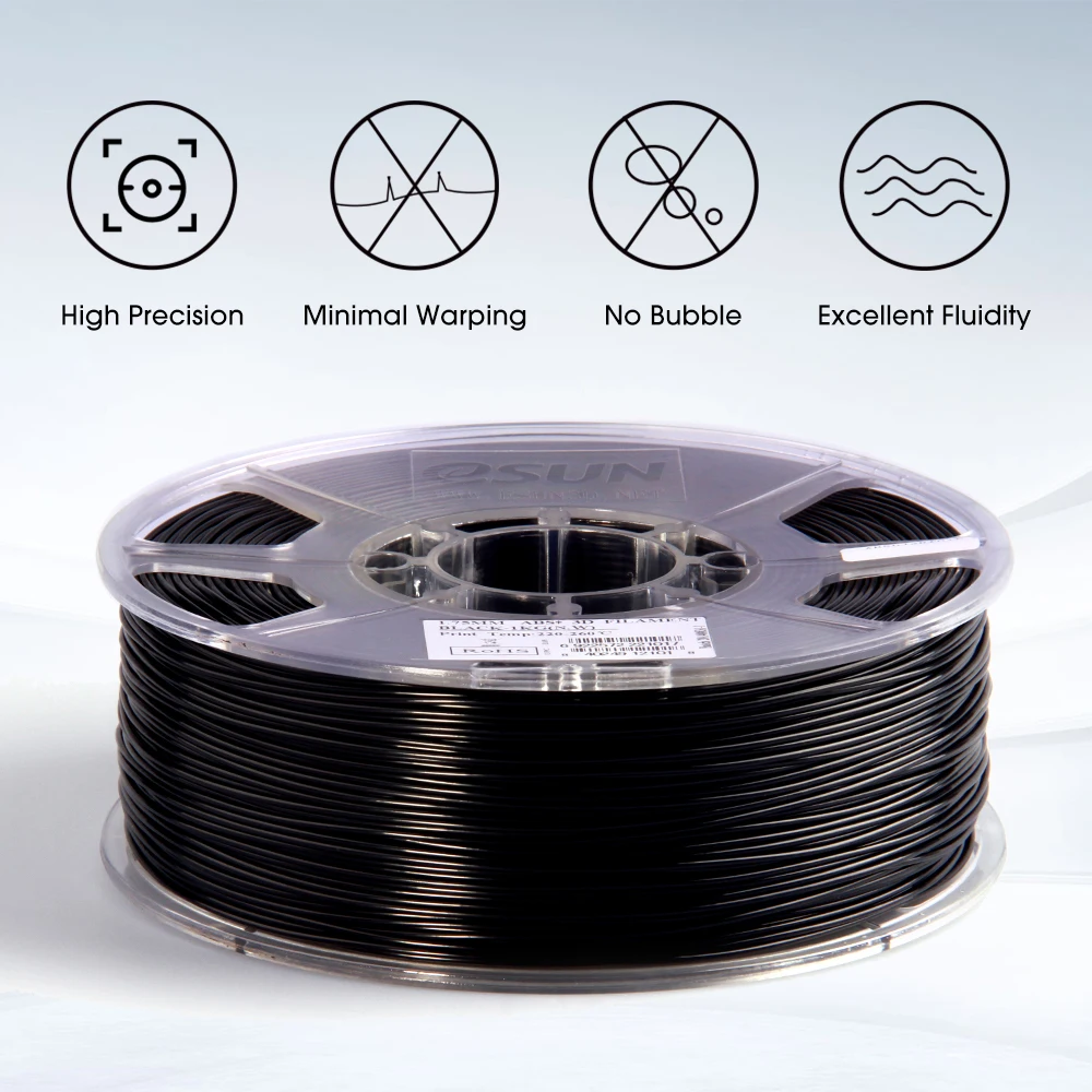 ESUN ABS + нить 1 75 мм Plus для 3D принтера точность +/ 0 05 кг 2 фунтов катушка материал 3d