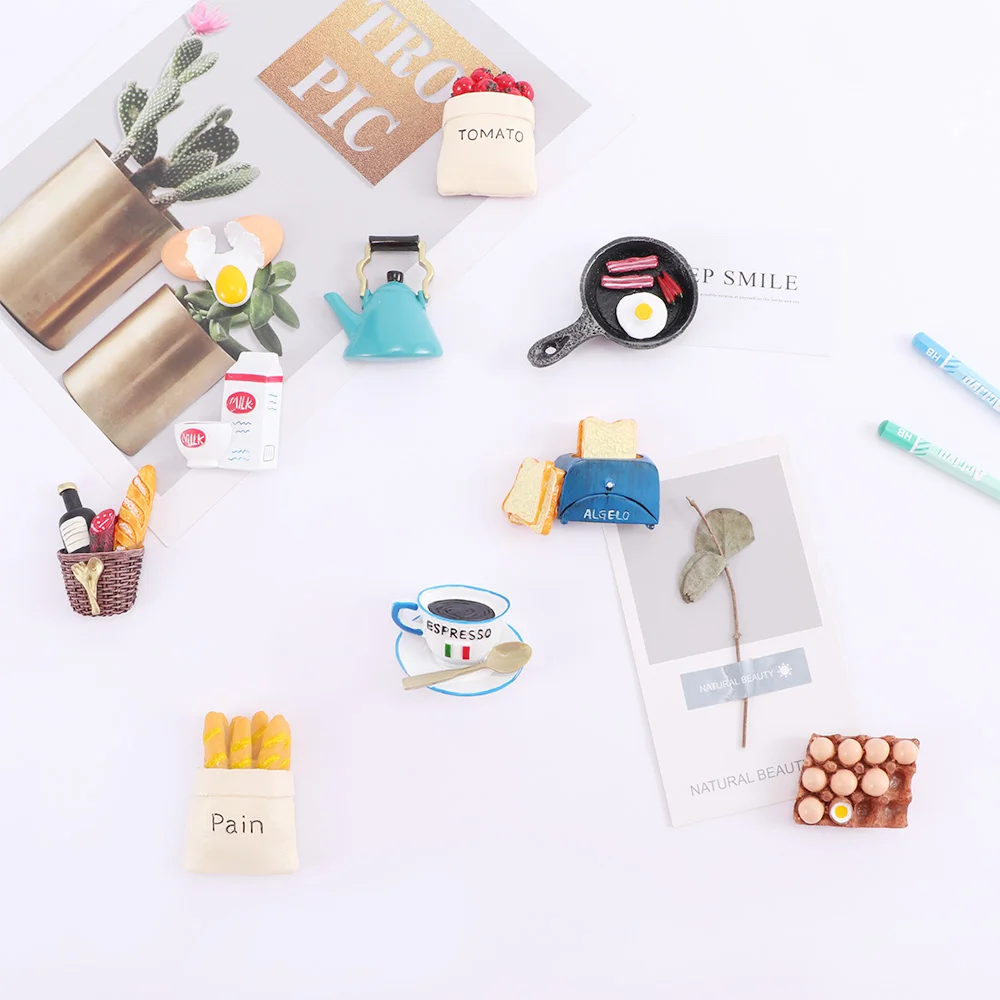 Милое 3D магниты на холодильник мультяшное яйцо для хлеба имитация еды сообщение