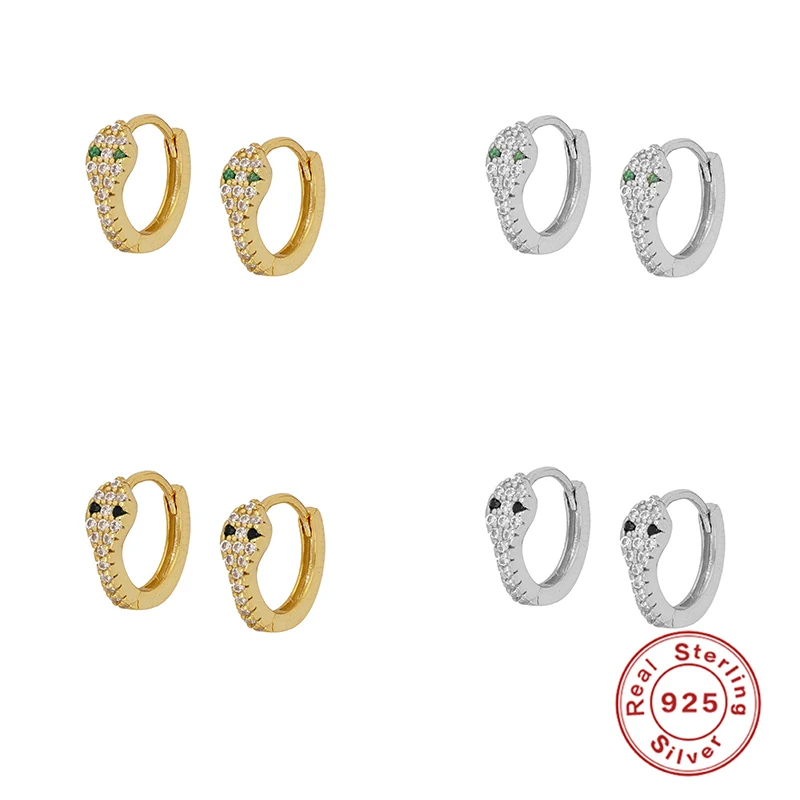 Серьги-кольца женские из серебра 925 пробы с рисунком змеи | Украшения и аксессуары