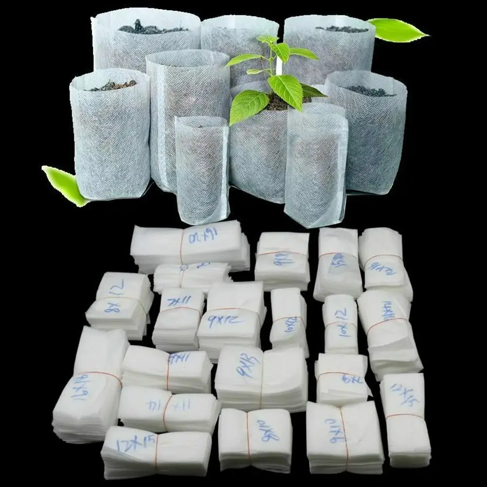 

100Pcs/Set Non-woven Degradable Seedlings Lift Bags Fabrics Nursery Bags Pot Flowers Pouch Potted Plant Grow Bag Breathable