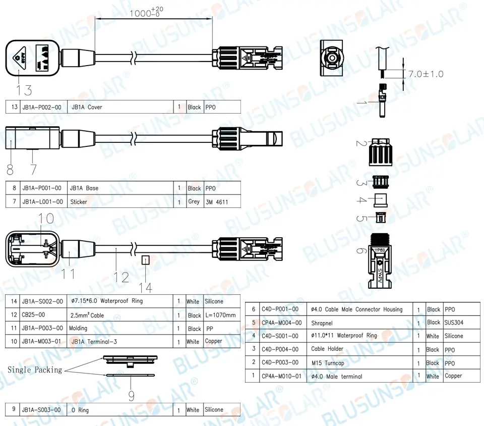 2 дневная распределительная коробка для солнечной панели с сторонними 1 диодами|Соединители| |