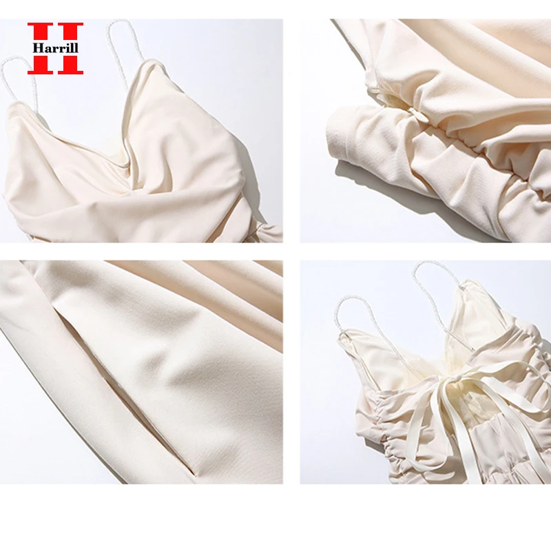 

Patchwork Mid-Calf Dresses Female Sexy A-Line Dress Summer Women Clothes Solid Color V-Neck White Dress Ladies Vestidos
