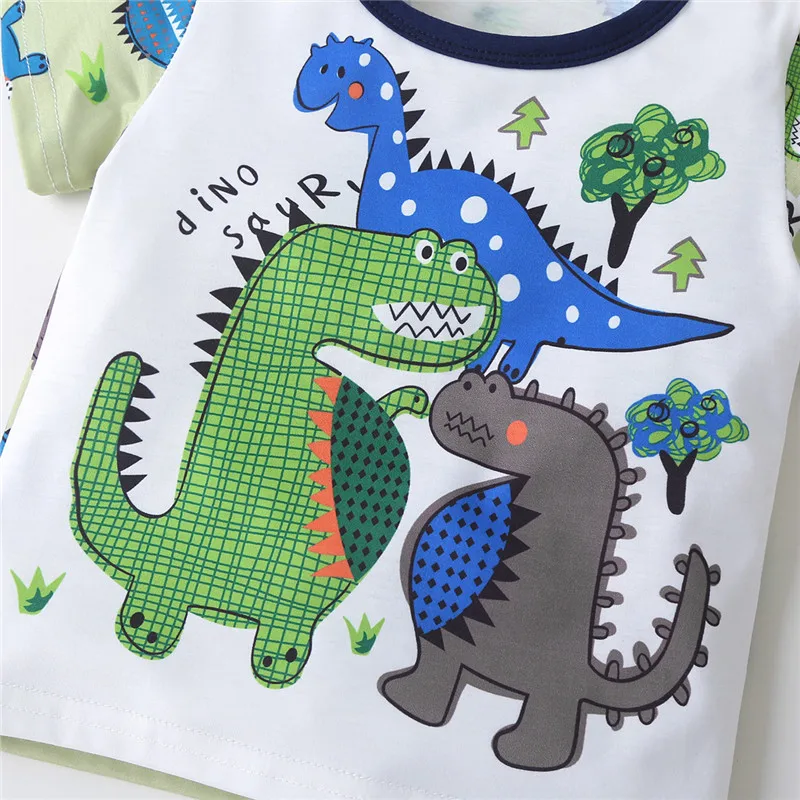 

Emmababy Baby Boy Dinosaur Printed Clothing Set Short Sleeve O Neck Top + Shorts 9M-4Y Kids Children Summer Casual Cotton Outfit