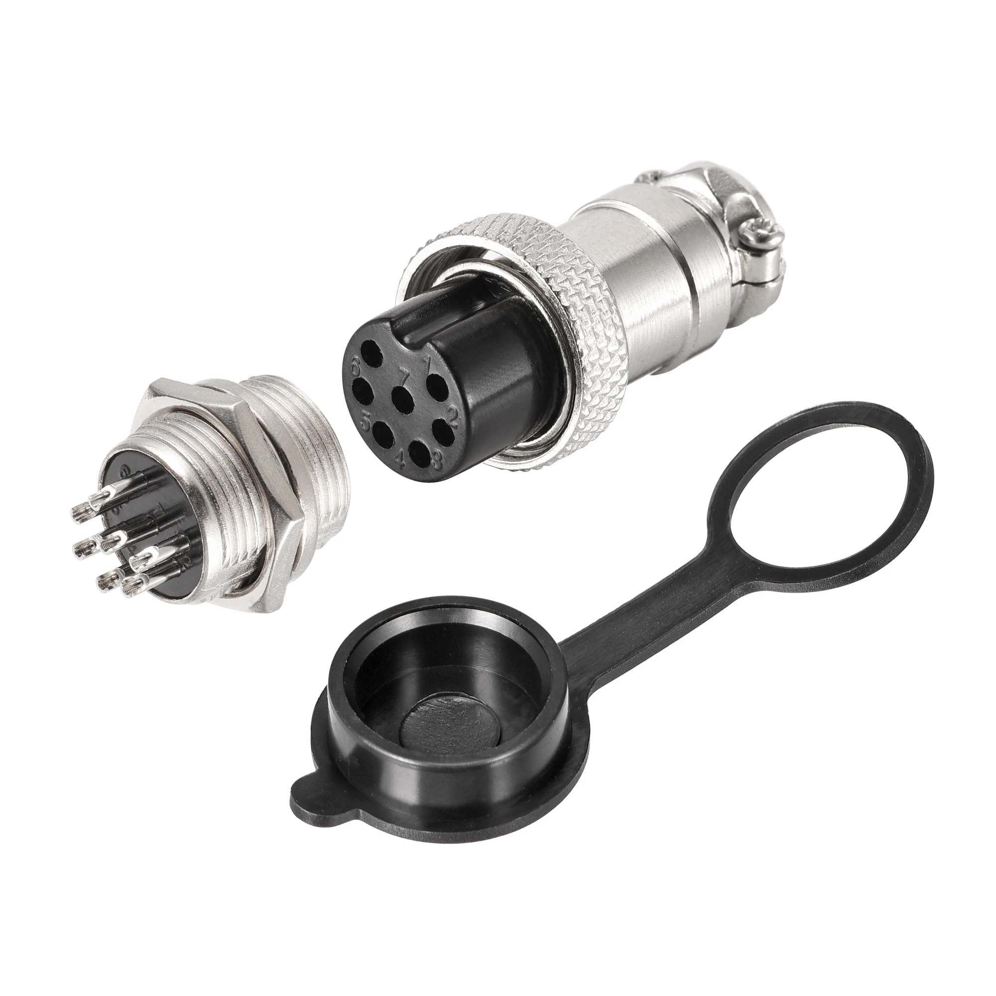 

Uxcell 16mm 7 Terminals 5A 250V GX16 Aviation Connector with Plug Cover 2 Set