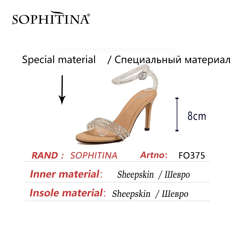 

SOPHITINA Women Shoes Sandals Summer High Thin Heels Dressing New Modern Bling Sexy Stylish Transparent Ankle Buckle 2021 FO375