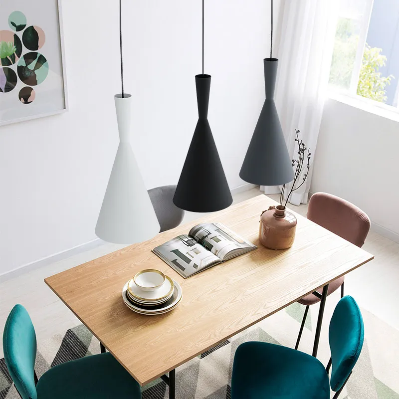 Черный современный минималистичный подвесной светильник E27 для столовой бара