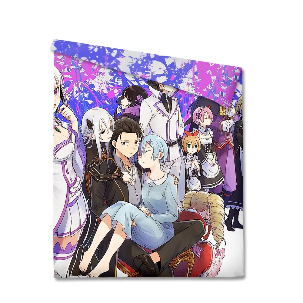

Home Decor Bedclothes Anime Re:Zero Emilia Ram Rem DIY Custom Bed Quilt Duvet Cover Home Textile Bedding Sets Milk Silk Material