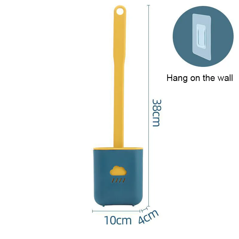 

Toilet Brush With Toilet Brush Holder Set Silicone WC Wall Hanging Flat Head Flexible Soft Bristles Brush Bathroom Cleaning Tool