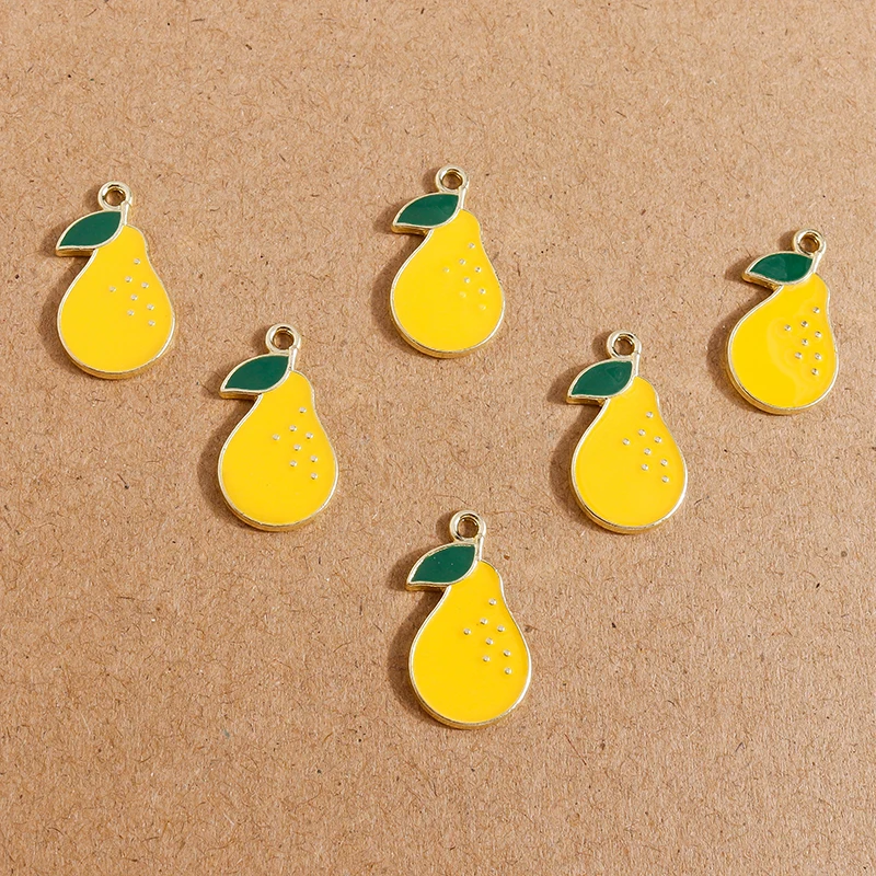 

10pcs 12*21mm Enamel Pear Charms for Jewelry Making Fruit Charms Fit Necklaces Earrings Bracelets Pendants DIY Crafts Supplies