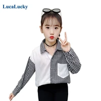 lucalucky 2021 spring blouses teenage girls long sleeve palid patchwork shirts for kids outerwear tops baby girl clothing 4 16y