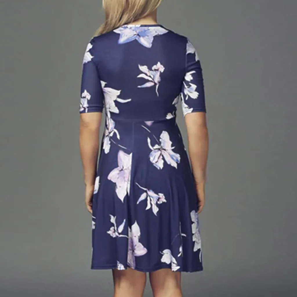 

Women Pregnant Dress Leopart Floral Midi Tea Dress Maternity Photography Summer Clothing Mother Nursing Dress #43