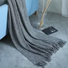 Вязаное одеяло в скандинавском стиле, однотонное покрывало для дивана с кисточками, для путешествий, для ТВ, ворса, кондиционер, декоративное покрывало для кровати