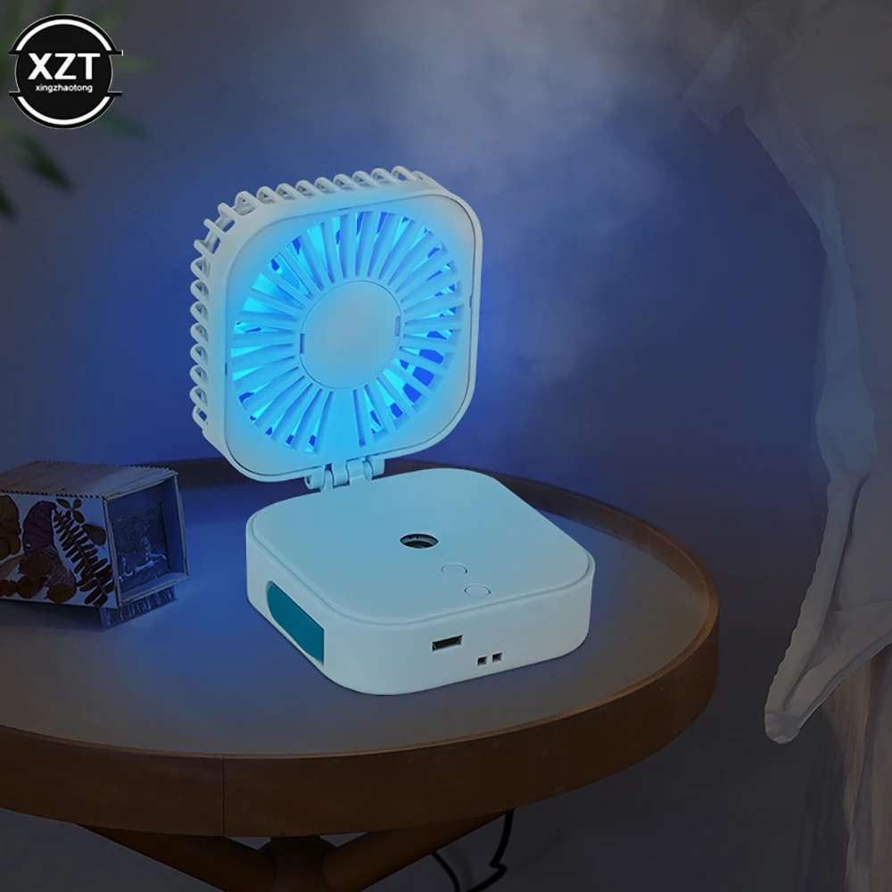 

Portable USB rechargeable Spray Humidifier Small Fan Hanging Neck Fan Handheld Desktop Pocket Fan Collapsible Mini fan Gifts