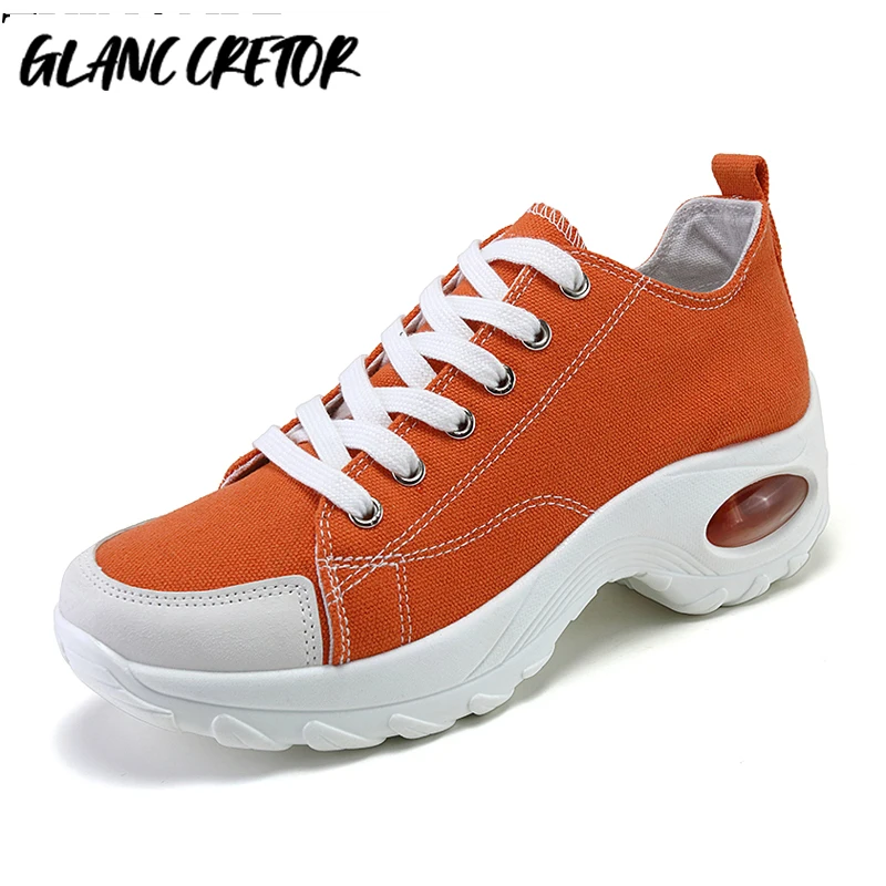 

Кеды женские на шнуровке, холщовые кроссовки, повседневная обувь на танкетке, весна-осень