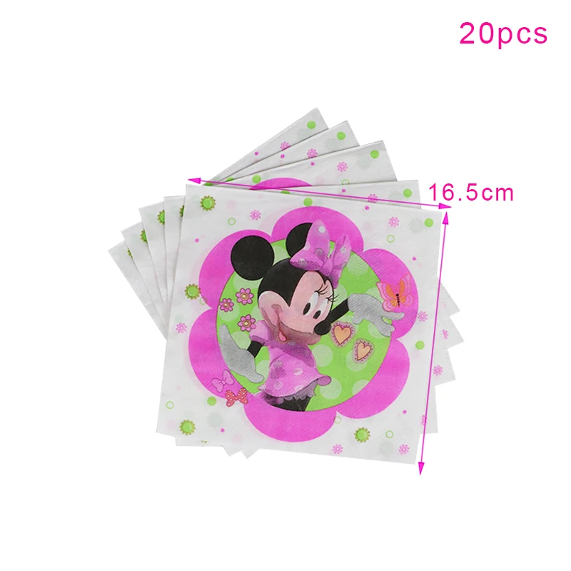 

100Pcs Disney Minnie Mouse Theme Kid Favor Birthday Party Paper Disposable Cup+Plate+Napkin+Straw+Tablecloth Decoration Supplies