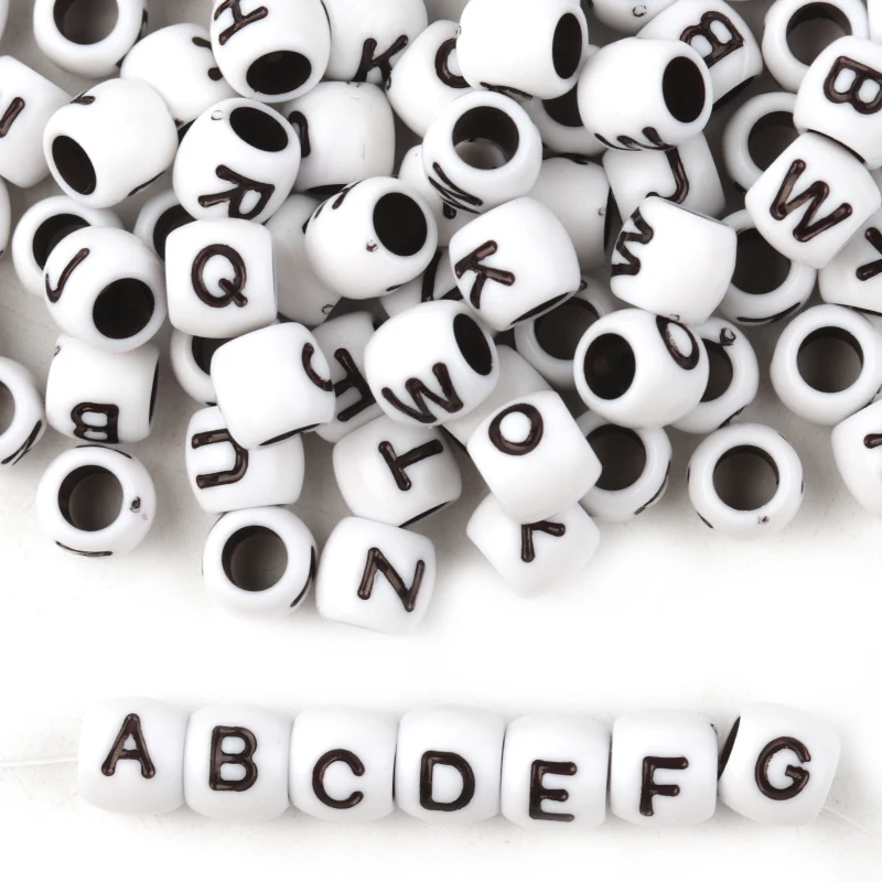 

100pcs Acrylic Barrel Beads Alphabet Beads For Jewelry Making Diy Necklace Bracelet Jewelry Findings 7*8mm